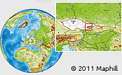 Physical Location Map of Kroměříž, highlighted country, highlighted parent region