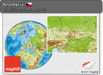 Physical Location Map of Kroměříž, highlighted parent region
