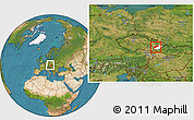 Satellite Location Map of Kroměříž, highlighted parent region, within the entire country