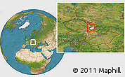 Satellite Location Map of Kroměříž, highlighted parent region