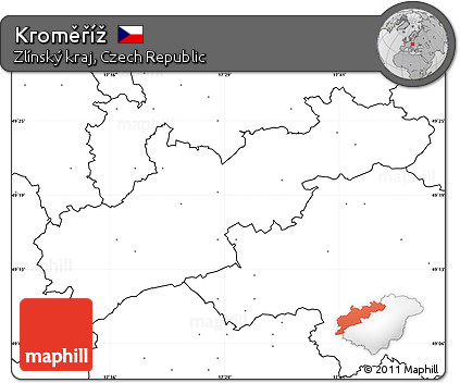 Blank Simple Map of Kroměříž, no labels