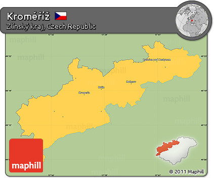 Savanna Style Simple Map of Kroměříž, single color outside