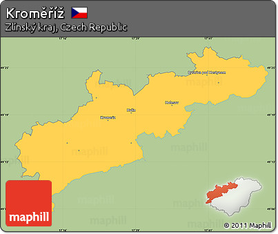 Savanna Style Simple Map of Kroměříž, single color outside