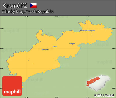 Savanna Style Simple Map of Kroměříž, single color outside