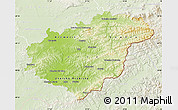 Physical Map of Zlínský kraj, lighten
