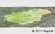 Physical Panoramic Map of Zlínský kraj, darken, semi-desaturated