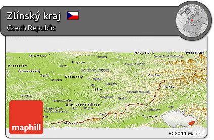 Physical Panoramic Map of Zlínský Kraj
