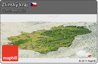 Satellite Panoramic Map of Zlínský Kraj, lighten