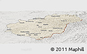 Shaded Relief Panoramic Map of Zlínský kraj, lighten, semi-desaturated