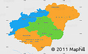Political Simple Map of Zlínský kraj, single color outside