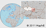 Gray Location Map of Uherské Hradiště, highlighted country, highlighted parent region