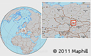Gray Location Map of Uherské Hradiště, highlighted parent region, within the entire country
