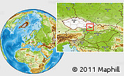 Physical Location Map of Uherské Hradiště, highlighted country