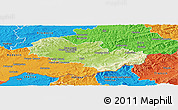 Physical Panoramic Map of Uherské Hradiště, political outside