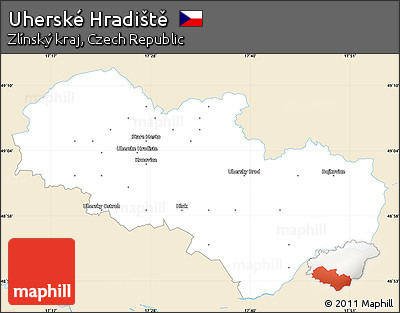 Classic Style Simple Map of Uherské Hradiště, single color outside