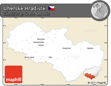 Classic Style Simple Map of Uherské Hradiště, single color outside