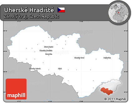 Gray Simple Map of Uherské Hradiště, single color outside