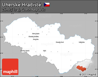 Gray Simple Map of Uherské Hradiště, single color outside