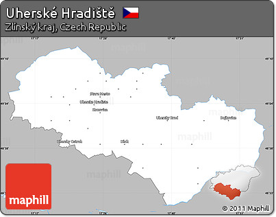 Gray Simple Map of Uherské Hradiště, single color outside