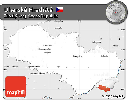 Silver Style Simple Map of Uherské Hradiště
