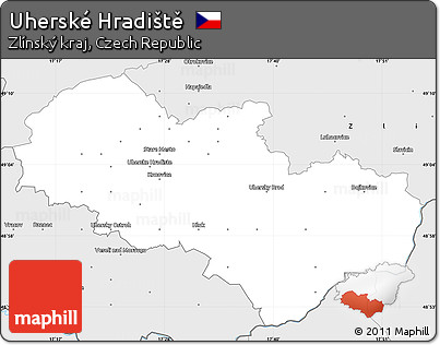 Silver Style Simple Map of Uherské Hradiště