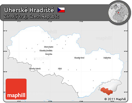 Silver Style Simple Map of Uherské Hradiště, single color outside