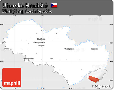 Silver Style Simple Map of Uherské Hradiště, single color outside