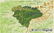 Satellite 3D Map of Vsetín, physical outside