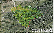 Satellite 3D Map of Vsetín, semi-desaturated