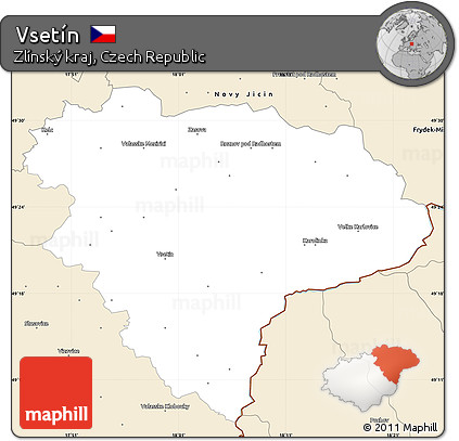 Classic Style Simple Map of Vsetín