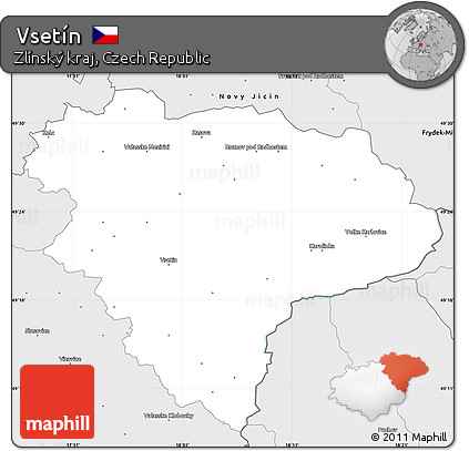 Silver Style Simple Map of Vsetín