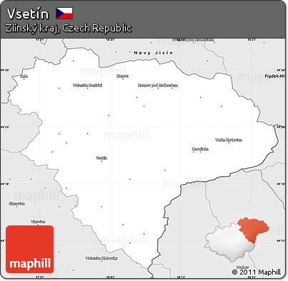 Silver Style Simple Map of Vsetín