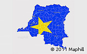 Flag 3D Map of Democratic Republic of the Congo, flag aligned to the middle