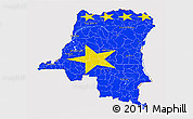 Flag 3D Map of Democratic Republic of the Congo, flag rotated