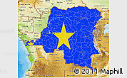 Flag 3D Map of Democratic Republic of the Congo, physical outside, bathymetry sea