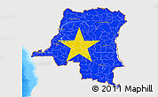 Flag 3D Map of Democratic Republic of the Congo, single color outside, bathymetry sea, flag centered