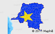 Flag 3D Map of Democratic Republic of the Congo, single color outside, bathymetry sea, flag aligned to the middle