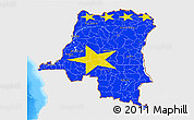 Flag 3D Map of Democratic Republic of the Congo, single color outside, bathymetry sea, flag rotated