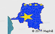 Flag 3D Map of Democratic Republic of the Congo, single color outside, satellite sea, flag rotated