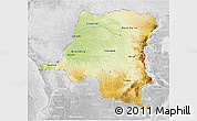 Physical 3D Map of Democratic Republic of the Congo, lighten, desaturated