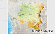 Physical 3D Map of Democratic Republic of the Congo, lighten, semi-desaturated, land only