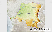 Physical 3D Map of Democratic Republic of the Congo, lighten, semi-desaturated