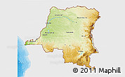 Physical 3D Map of Democratic Republic of the Congo, single color outside