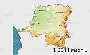 Physical 3D Map of Democratic Republic of the Congo, single color outside, satellite sea