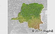 Satellite 3D Map of Democratic Republic of the Congo, lighten, desaturated