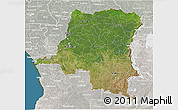 Satellite 3D Map of Democratic Republic of the Congo, lighten, semi-desaturated, land only