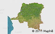 Satellite 3D Map of Democratic Republic of the Congo, single color outside