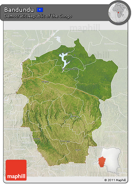 Satellite 3D Map of Bandundu, lighten