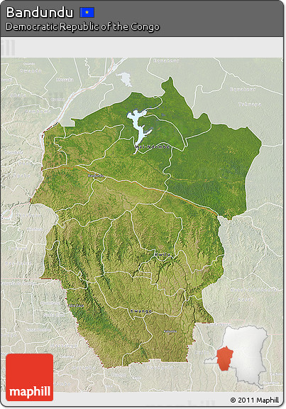 Satellite 3D Map of Bandundu, lighten