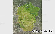 Satellite 3D Map of Bandundu, semi-desaturated
